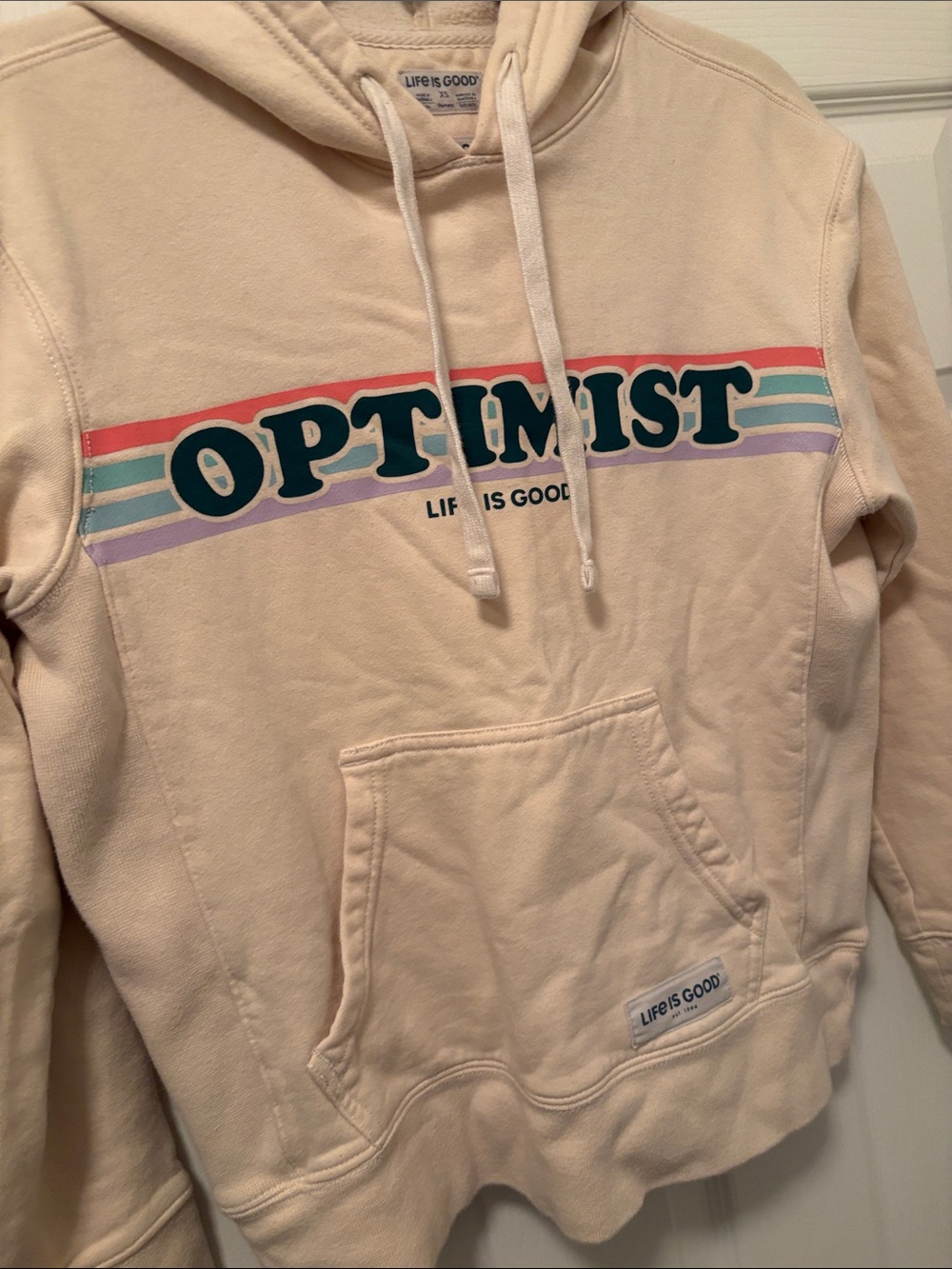 Life Is Good Beige Hoodie OPTIMIST